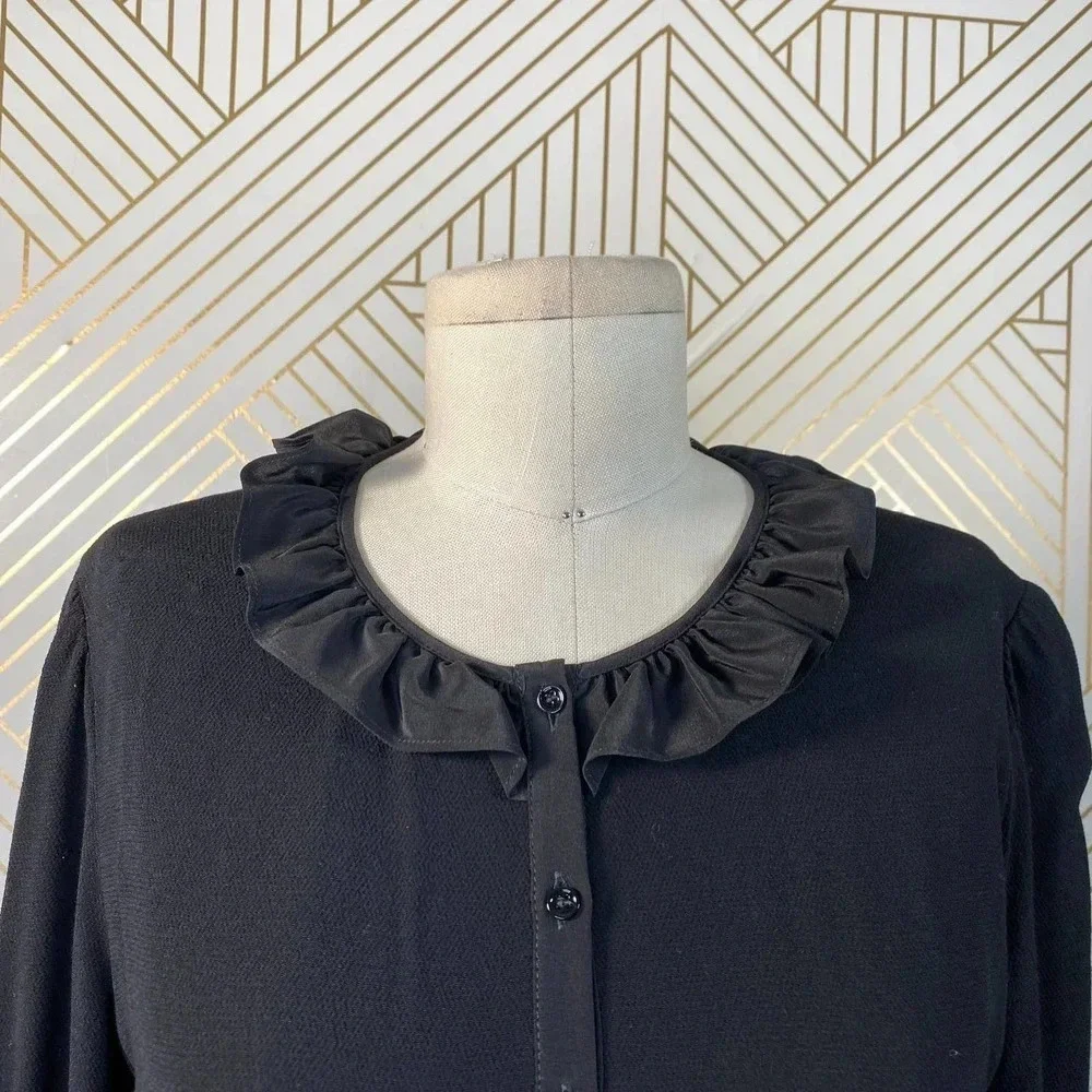 Pablo Gerard Darel Black Ruffle Long Sleeve‎ Dress